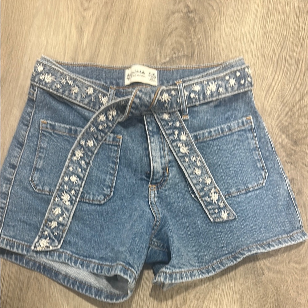 Abercrombie Kids Blue Denim Shorts with Floral Sash
